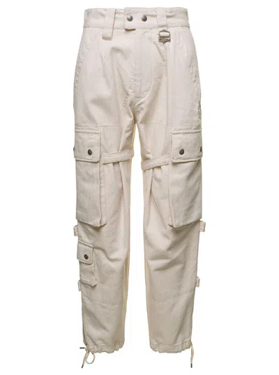 Isabel Marant Beige Cargo Pants With Pockets And Buckles In Cotton Woman