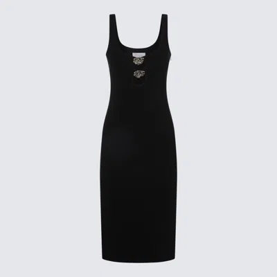 Blumarine Black Viscose Stretch Midi Dress