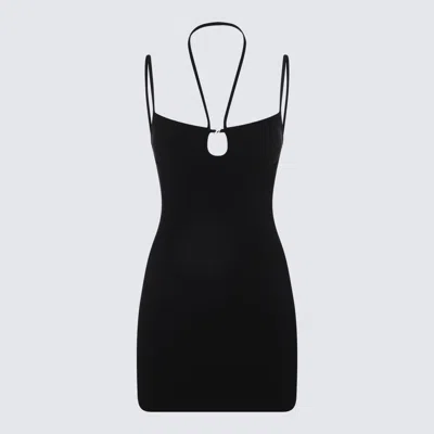 Blumarine Blue Viscose Stretch Mini Dress In Black