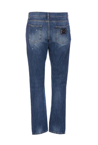 Dolce & Gabbana Distressed Finish Jeans In Blue