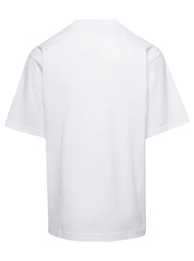 Dolce & Gabbana White Crewneck T-shirt With Print And Fusible Rhinestone In Cotton Man