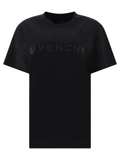 Givenchy T-shirt In Cotton With Rhinestones In Black