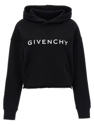 Givenchy Logo Print Hoodie In Black