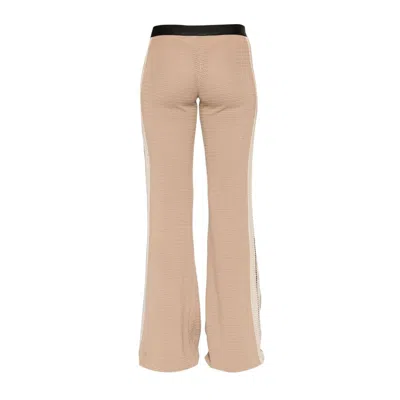 Palm Angels Logo Tape Knitted Trousers In Beige