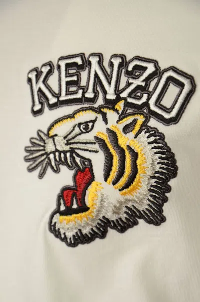 Kenzo Off White Cotton Tiger T-shirt In Beige
