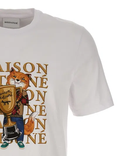 Maison Kitsuné 'fox Champion' T-shirt In White