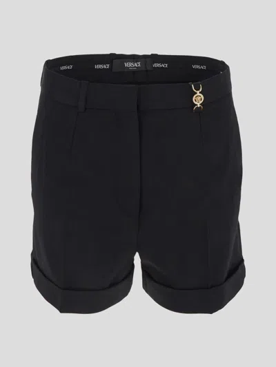 Versace Cotton Shorts In Black