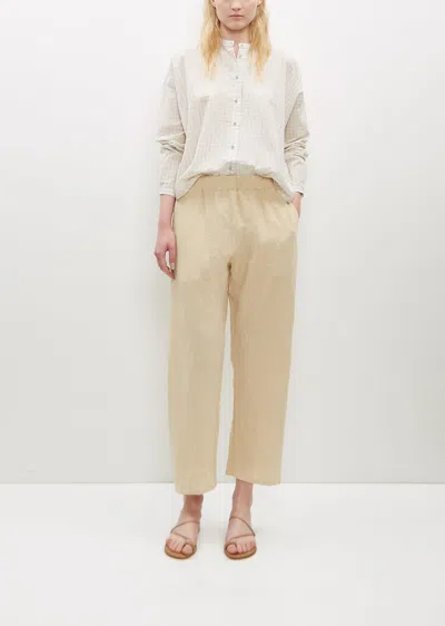 Apuntob Chambray Linen Long Tapered Pullon Trousers In Natural