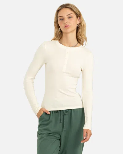 Hyfve Women's Essential Heidi Henley Long Sleeve Top T-shirt In Cream