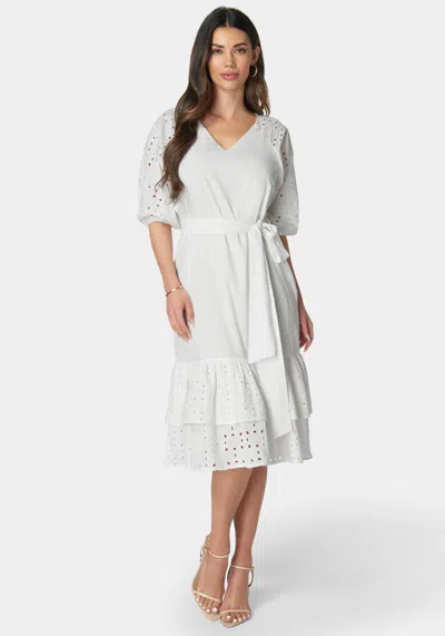 Bebe Cotton Eyelet Dress In New White