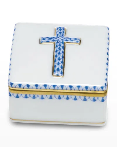 Herend Prayer Box In Wht Blue