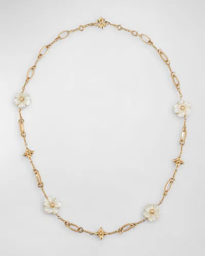 Stephen Dweck Carved Natural Mother Of Pearl And Diamond Necklace In 18k Gold