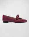 Bernardo Emersyn Leather Bow Ballerina Flats In Purple