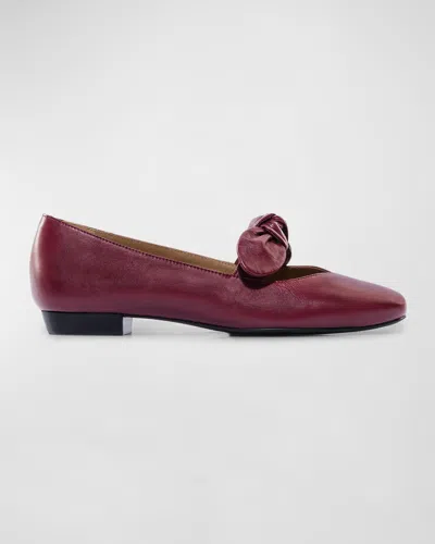 Bernardo Emersyn Leather Bow Ballerina Flats In Bordeaux Glove Leather