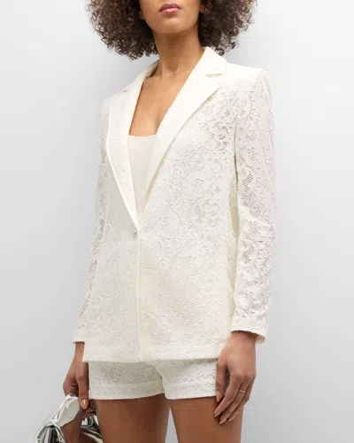 Alice And Olivia Judith Sheer Lace Blazer In Off White