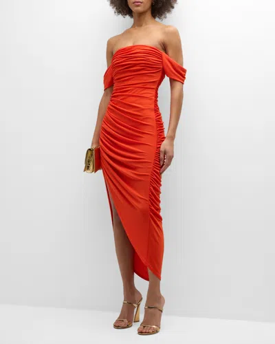 Cinq À Sept Delaney Off Shoulder Jersey Dress In Deep Tangelo