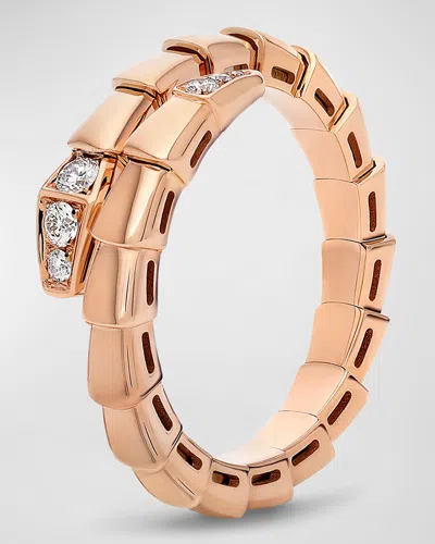 Bvlgari 18k Rose Gold Serpenti Viper Diamond Tip Ring