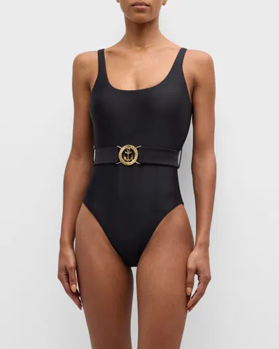 L Agence Mila Solid Scoop-neck One-piece Swimsuit In Black