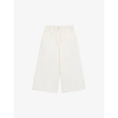 Loewe X Paula's Ibiza Cropped Wide-leg Mid-rise Cotton-blend Trousers In White