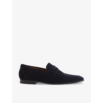 Reiss Mens Navy Bray Slip-on Suede Loafers