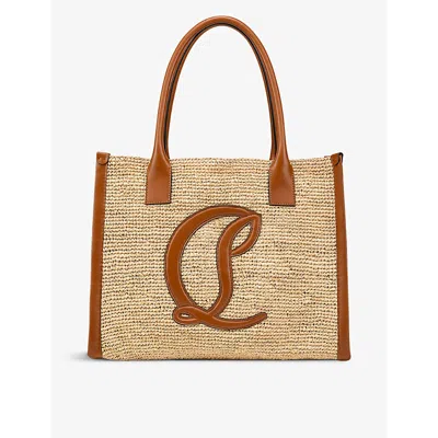 Christian Louboutin Womens By My Side Mini Raffia And Leather Large Tote Bag Natural In Multi