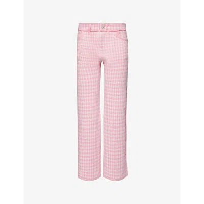 Barrie Womens Cherry Blossom Straight-leg High-rise Cashmere And Cotton-blend Trousers