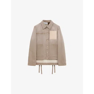 Loewe X Paula's Ibiza Leather-patch Workwear Jacket In Beige