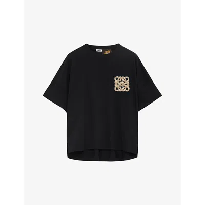 Loewe X Paula's Ibiza Anagram-embellished Cotton-blend T-shirt In Black