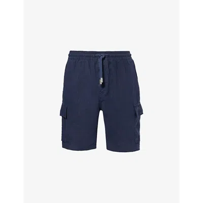 Vilebrequin Mens Bleu Marine Baie Drawstring-waist Linen Shorts