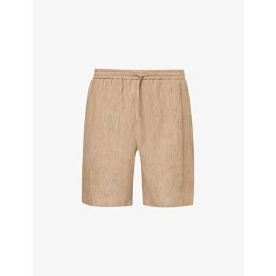 Emporio Armani Mens Nocciola Relaxed-fit Elasticated-waistband Linen Shorts