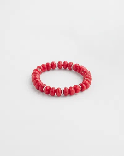 Chico's Jade & Mother Of Pearl Stretch Bracelet |  In Madeira Red