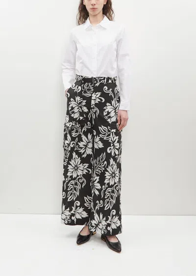 Sacai Floral Print Trousers In Black