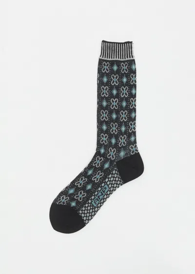 Antipast Flower Grid Socks In Black