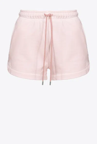 Pinko Sweat Shorts With Logo Print In Rouge Corail