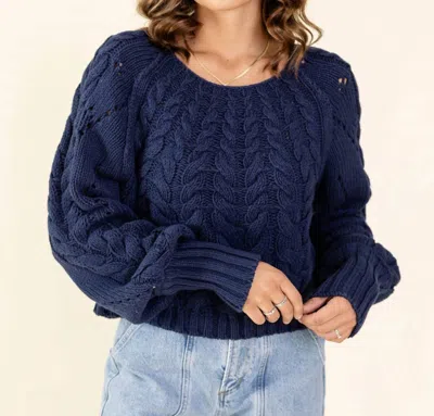 Free People Sandre Pullover Sweater In Navy In Blue