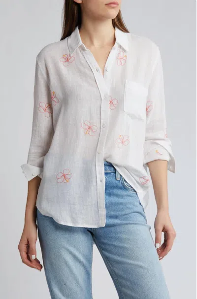 Rails Charli Linen Blend Blouse In Hibiscus In Pink