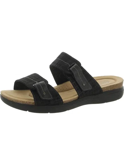 Clarks Womens Faux Suede Cushioned Footbed Slide Sandals In Black