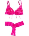 Hanky Panky After Midnight Signature Lace Open-panel Low-rise Thong In Tulip Pink