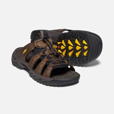 Keen Men's Targhee Iii Leather Slide Sandal In Bison/mulch In Multi