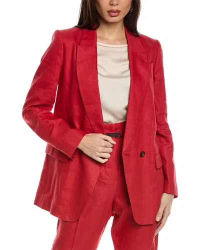Brunello Cucinelli Linen-blend Blazer In Red