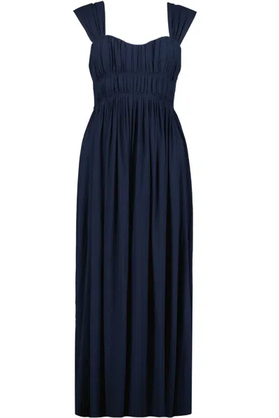 Bishop + Young Grecian Corset Maxi Dress In Marine In Blue