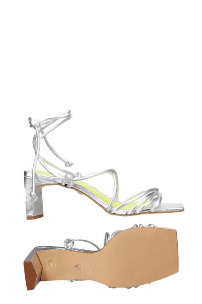 Carrano Penelope Lace Up Sandals In Silver