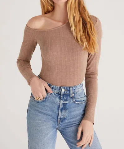 Z Supply Jane Rib One Shoulder Top In Taupe In Grey