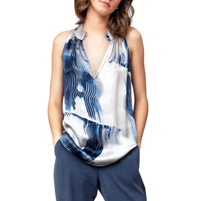Go By Go Silk Go Pleats Please Cutaway Print Blouse In Lines In The Sand In Multi