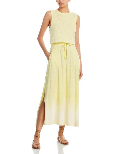 Atm Anthony Thomas Melillo Womens Cotton Tiered Maxi Dress In Yellow