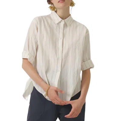 Heather Harlan Pinstripe Swing Shirt In Ivory/black Pinstripe In Multi