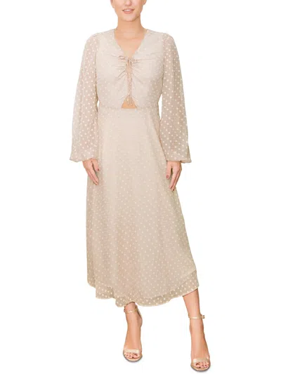 Rachel Rachel Roy Hestia Womens Chiffon Clip Dot Maxi Dress In Beige
