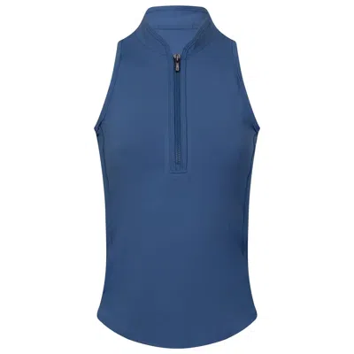 Greyson Clothiers Sleeveless Vesta Mock Neck Top In Hampstead Blue In Multi