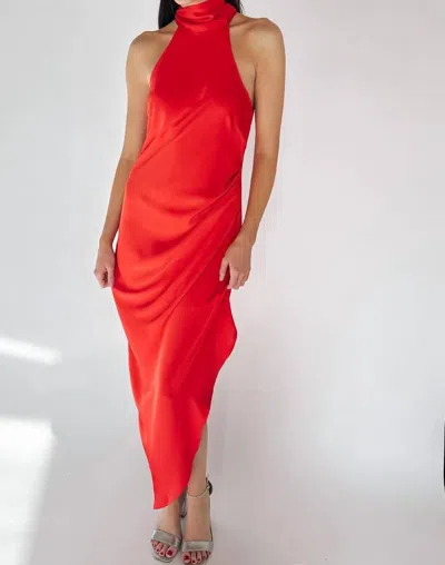 Lucy Paris Ziya Halter Dress In Red