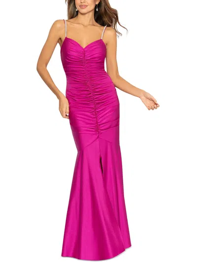 Xscape Womens Satin Long Cocktail And Party Dress In Pink
